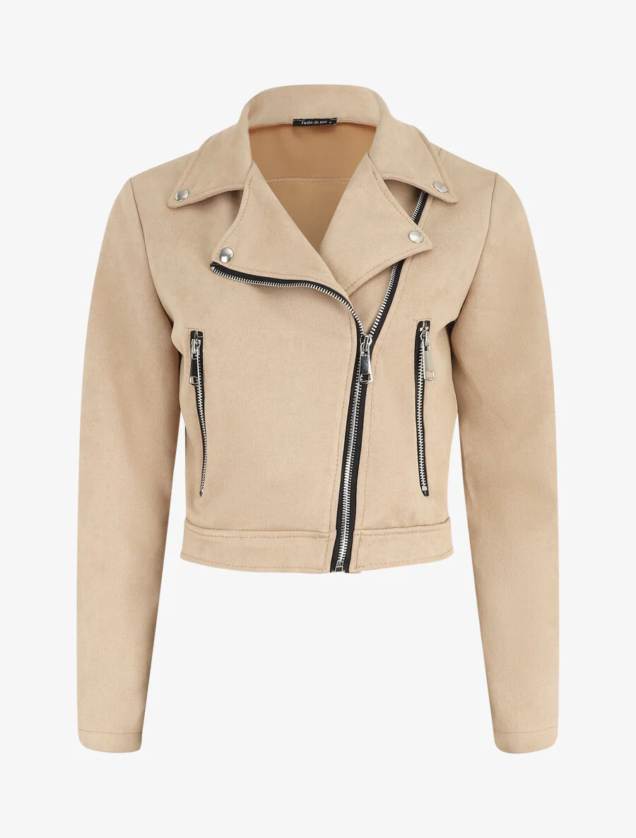 Perfecto court en suédine - Beige