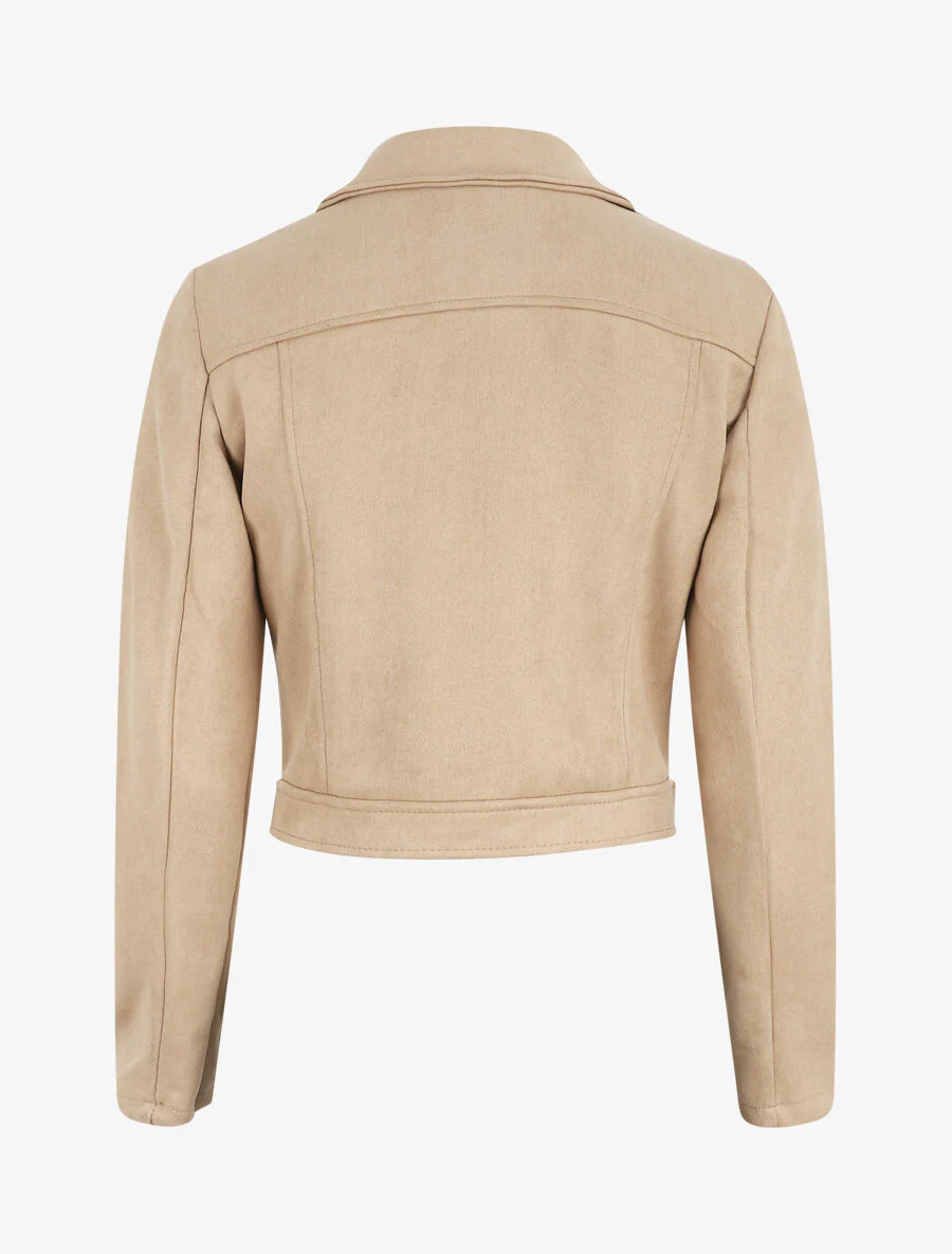 Perfecto court en suédine - Beige - Image 2