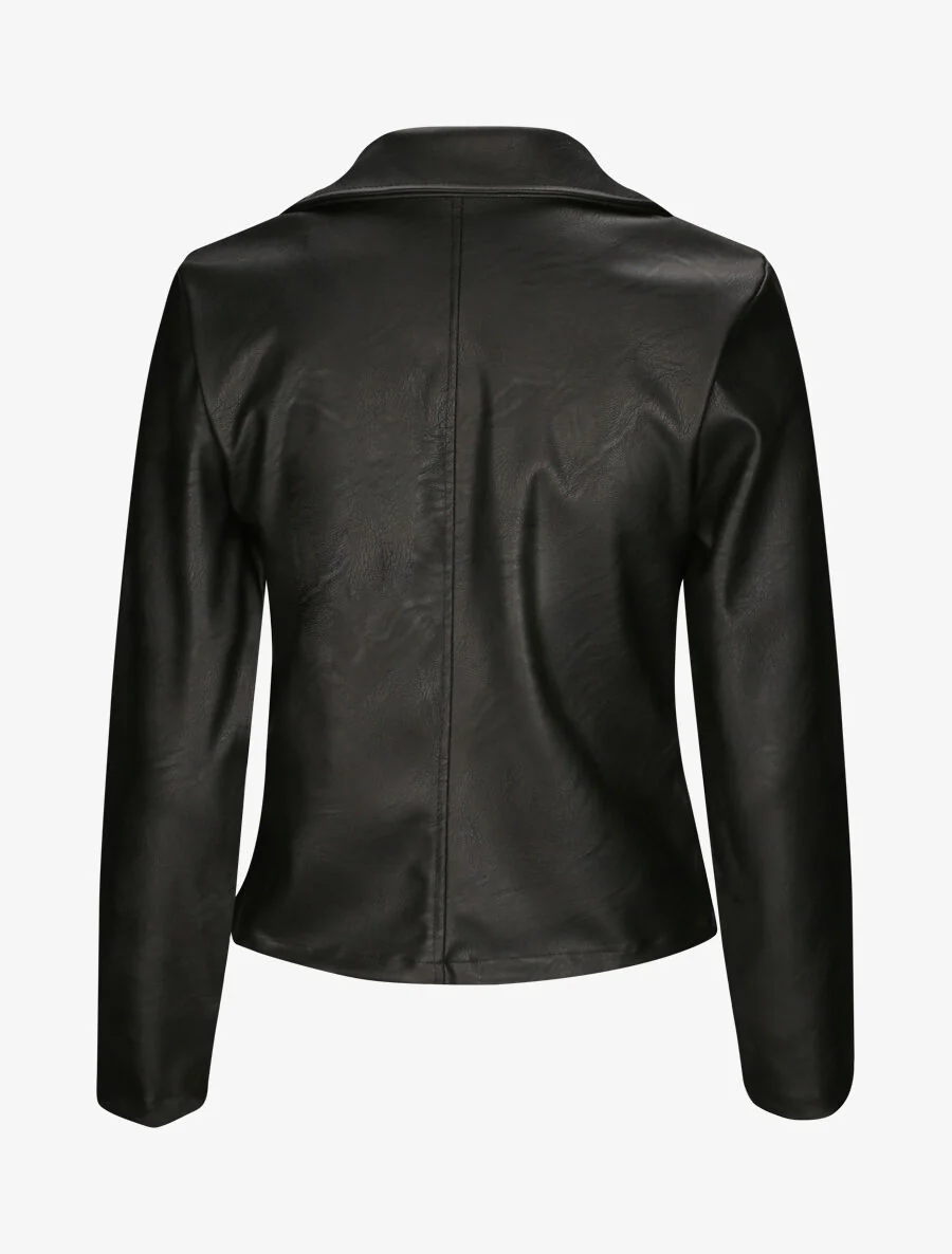 Perfecto droit en simili à poche zippée décorative - Noir - Image 2