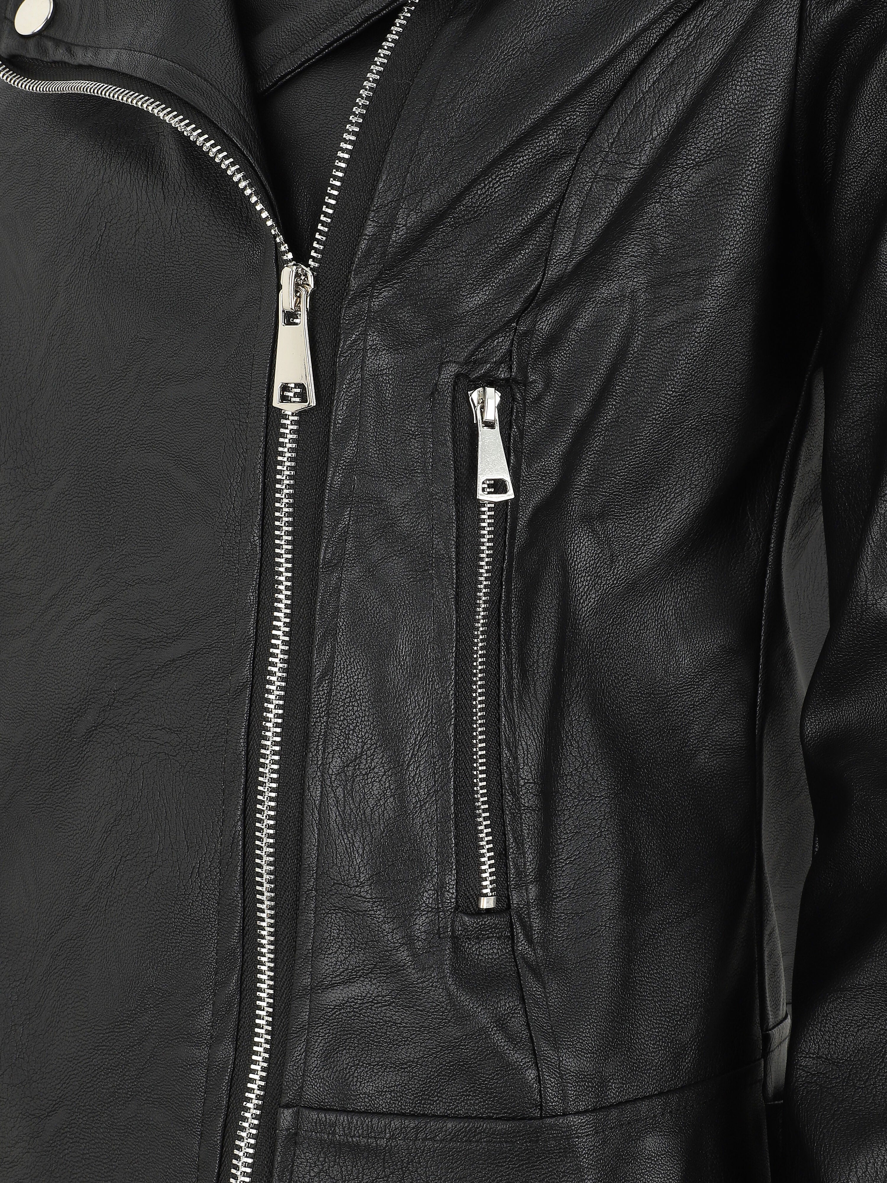 Perfecto droit en simili coupe droite - Noir - Image 3