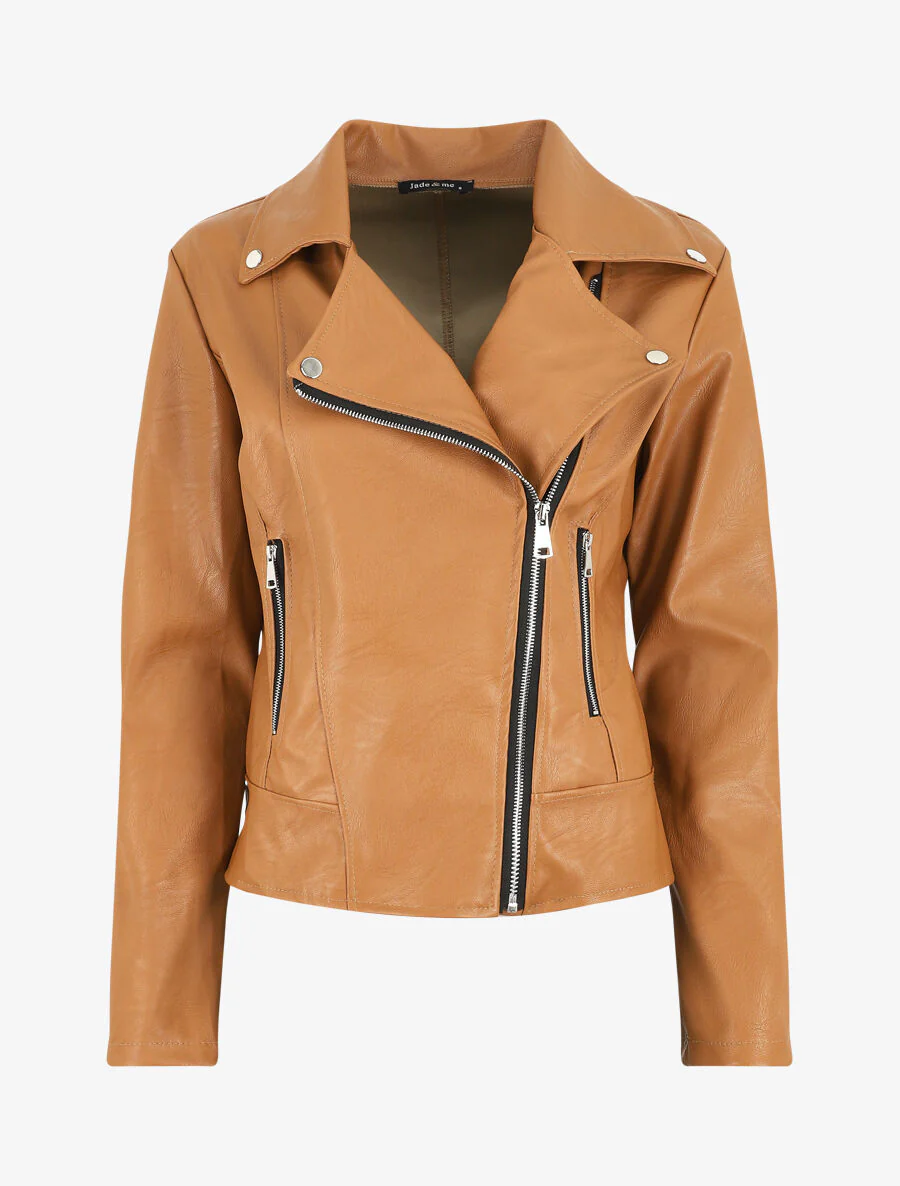 Perfecto droit en simili coupe droite - Camel