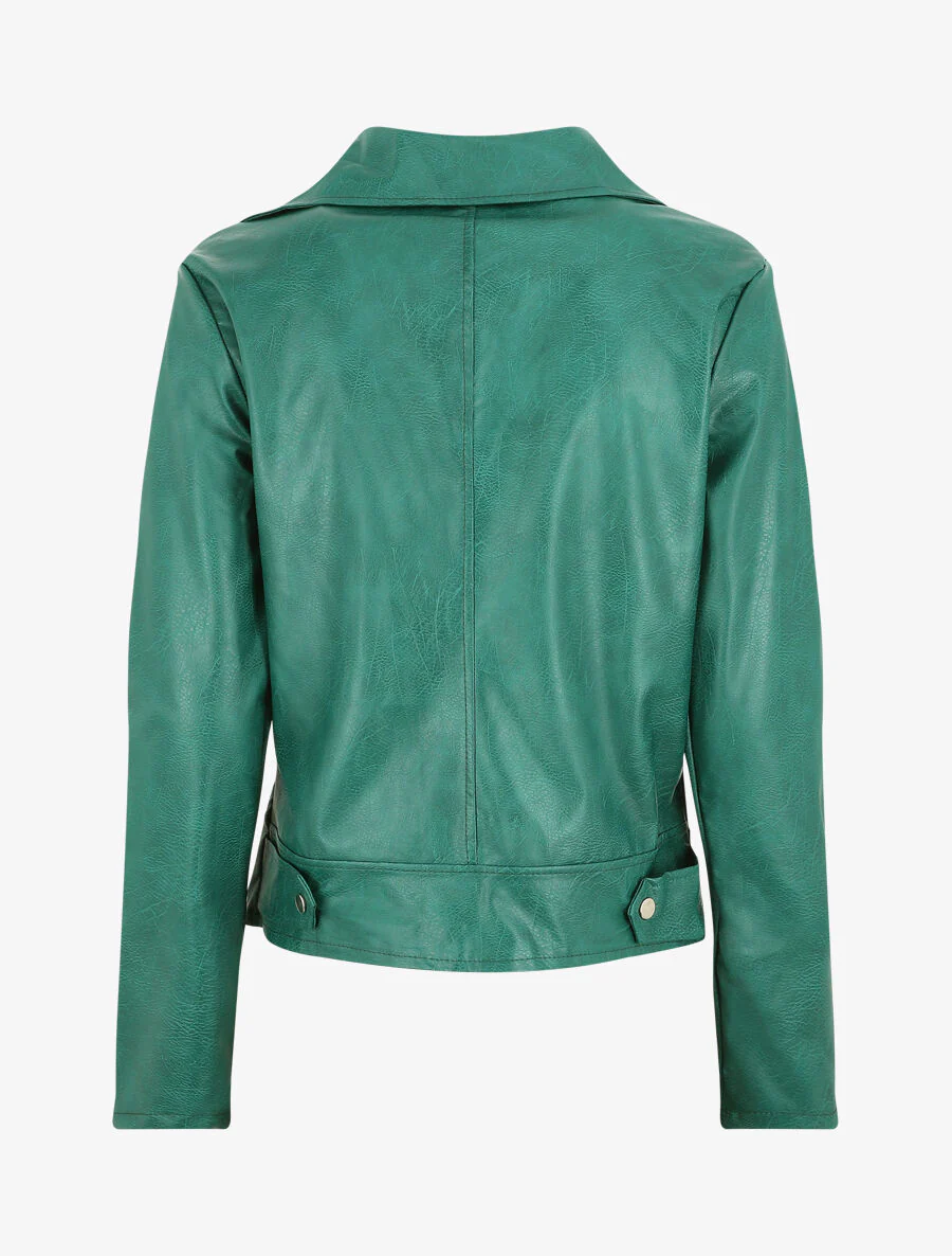 Perfecto droit en simili coupe droite - Vert sapin - Image 2