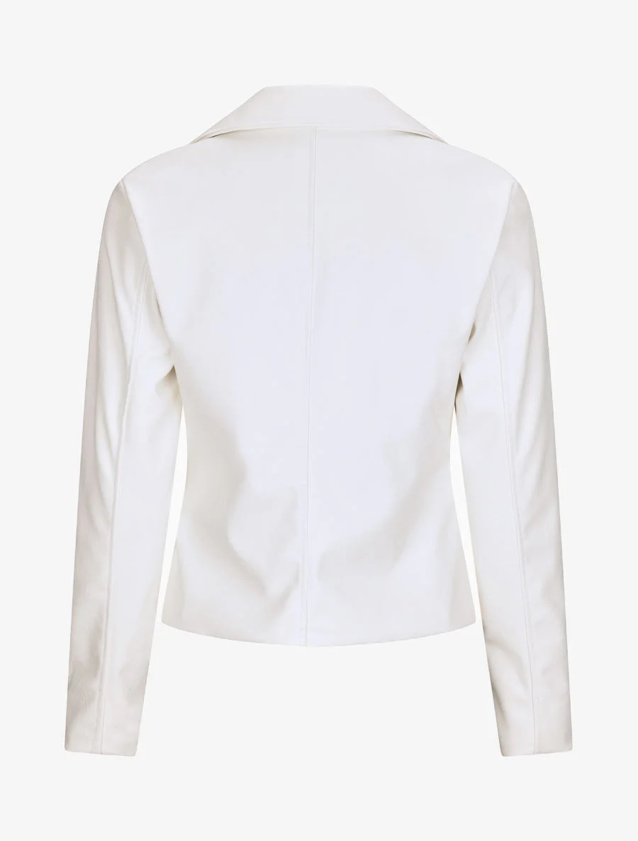 Perfecto droit en simili doublé - Blanc - Image 2