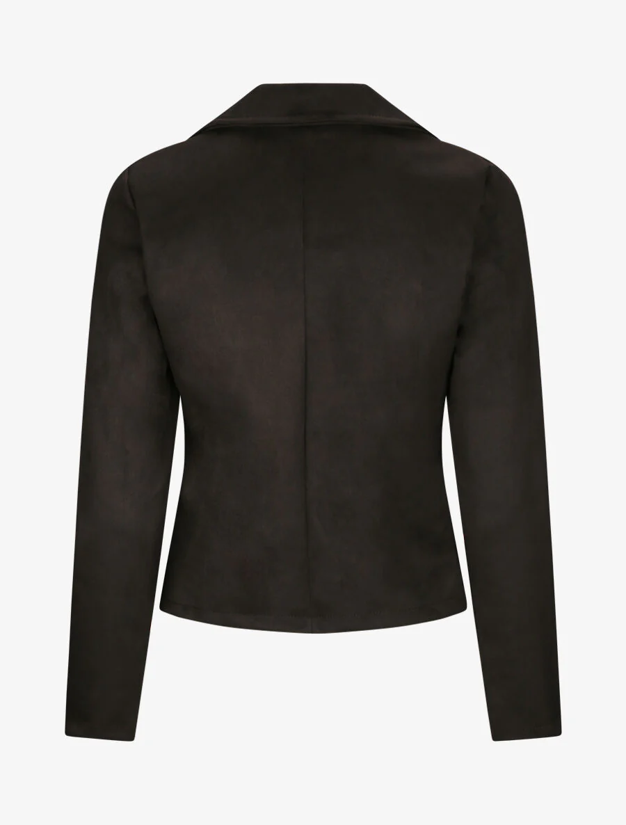 Perfecto droit en suédine poche zippée décorative - Noir - Image 2