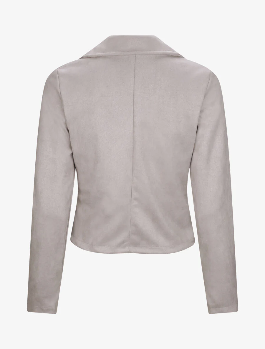 Perfecto droit en suédine poche zippée décorative - Gris clair - Image 2