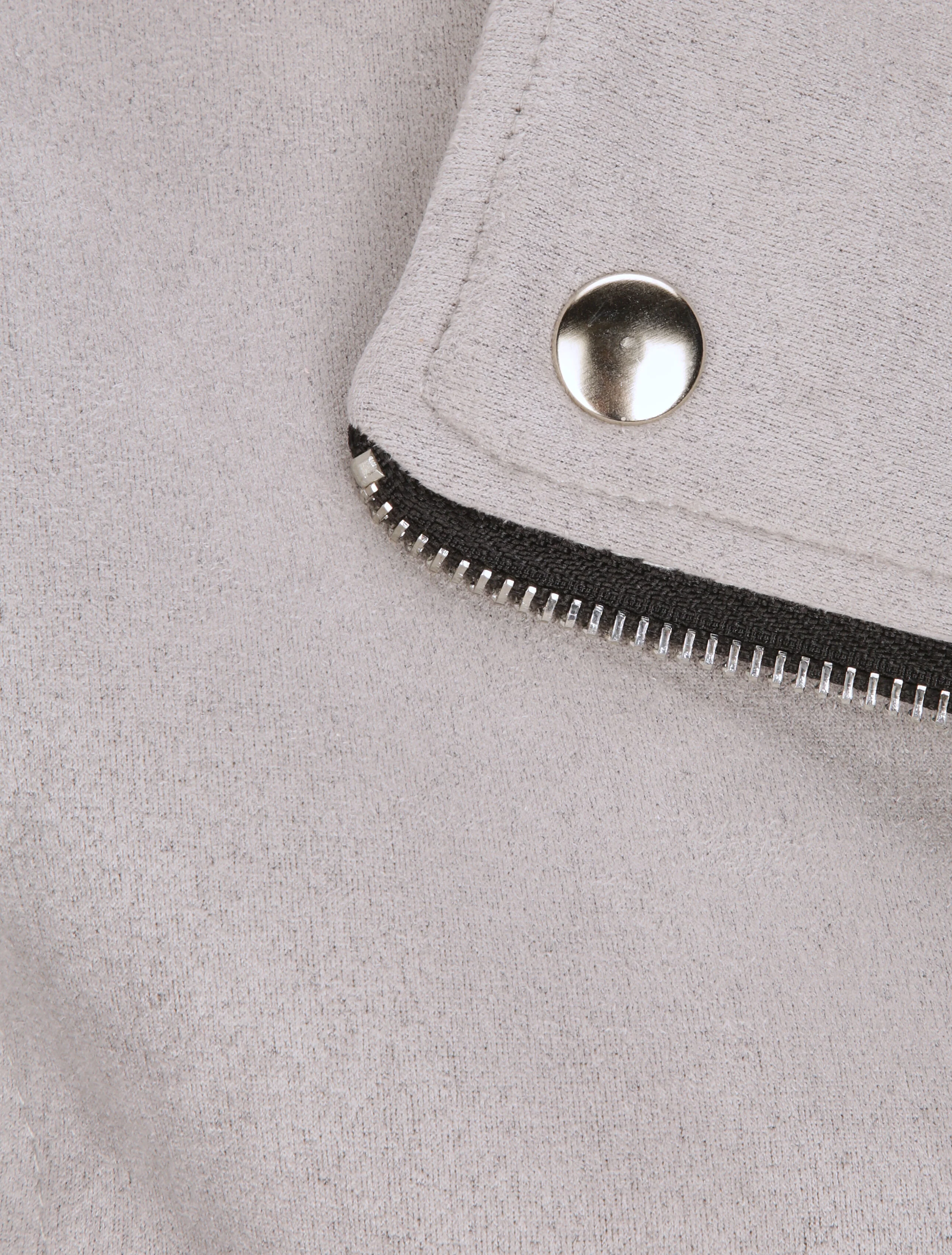 Perfecto droit en suédine poche zippée décorative - Gris clair - Image 3