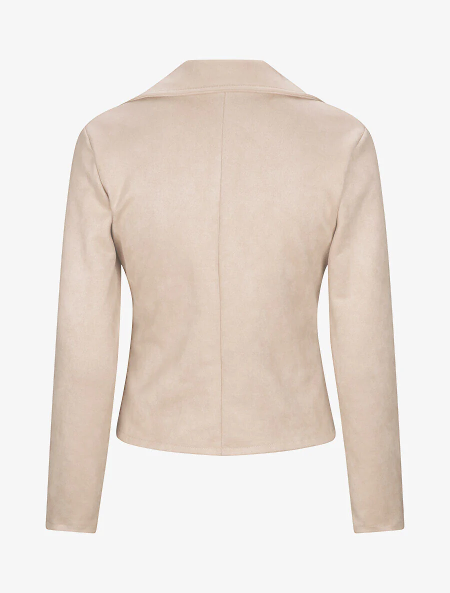 Perfecto droit en suédine poches zippées - Beige - Image 2