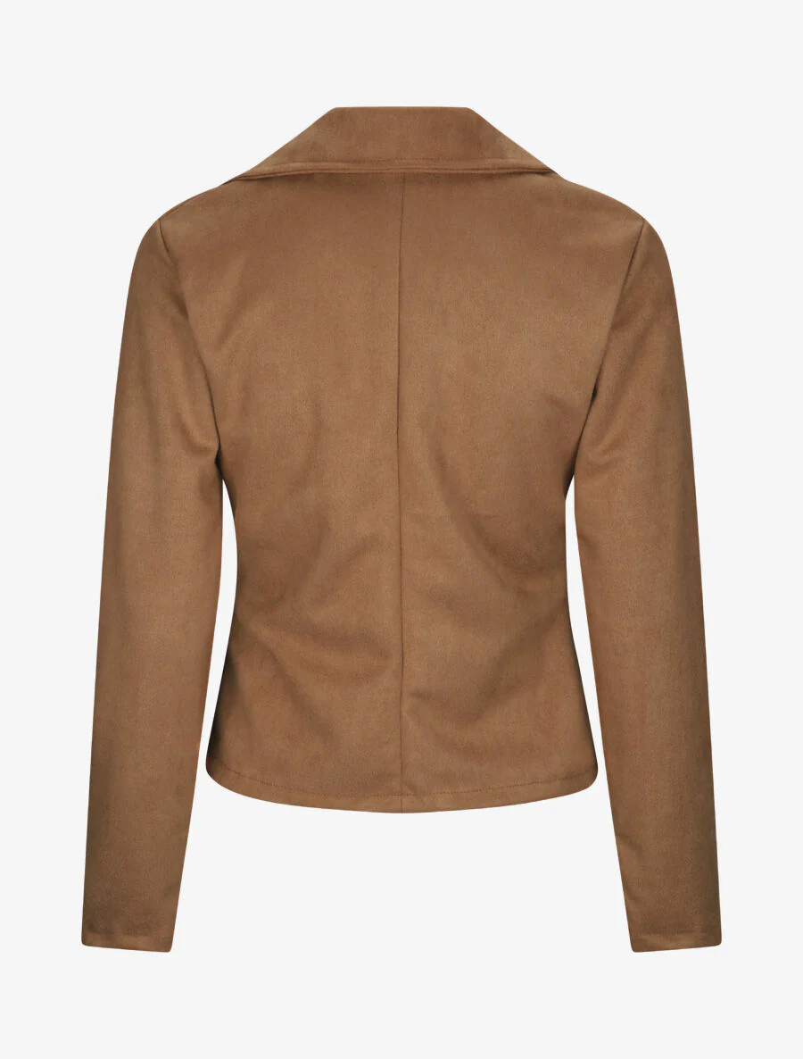 Perfecto droit en suédine poches zippées - Camel - Image 2