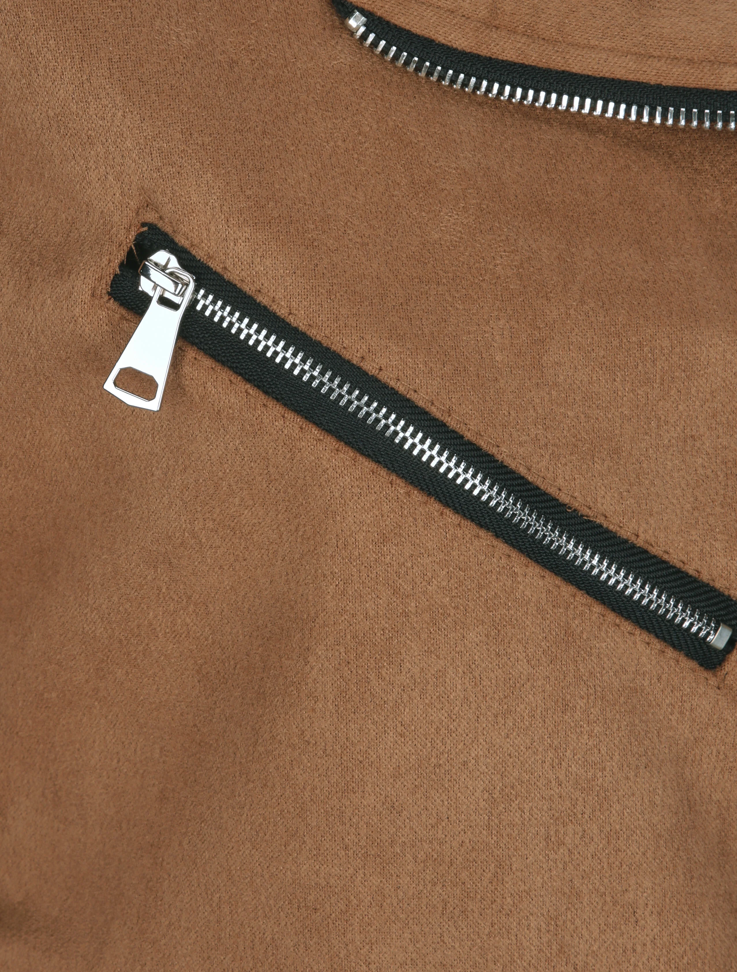 Perfecto droit en suédine poches zippées - Camel - Image 3