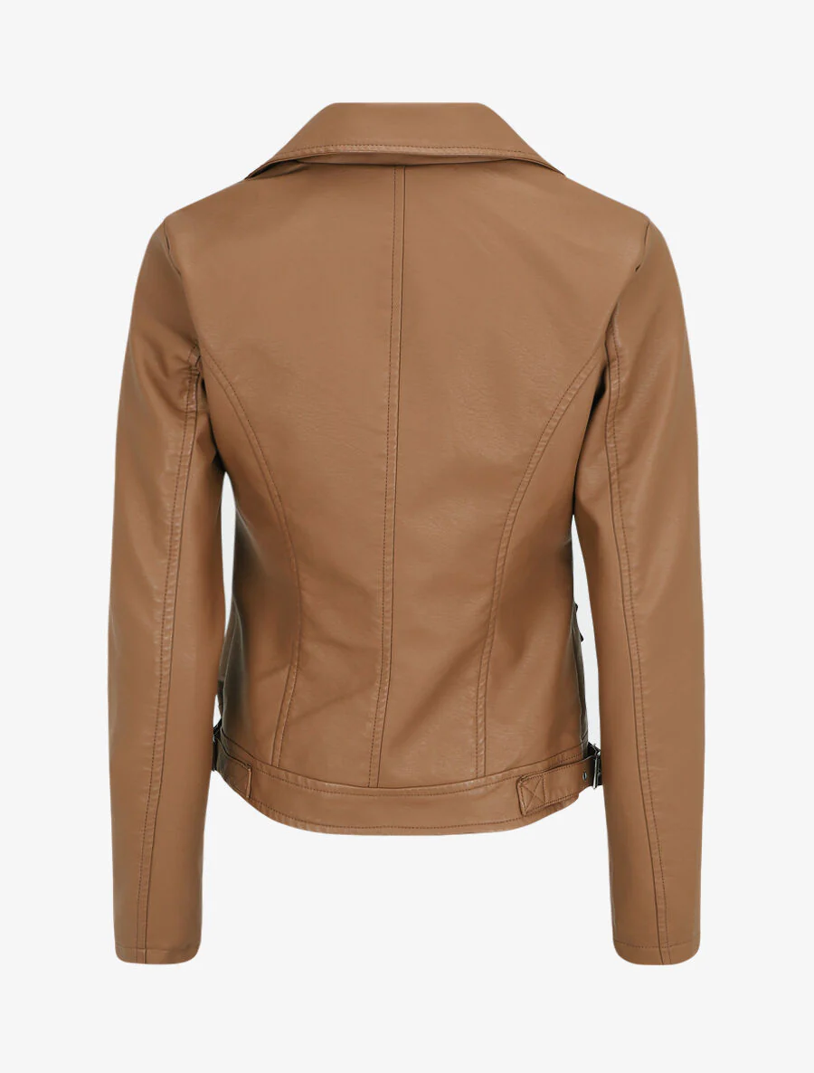 Perfecto en simili à zips décoratifs - Camel - Image 2