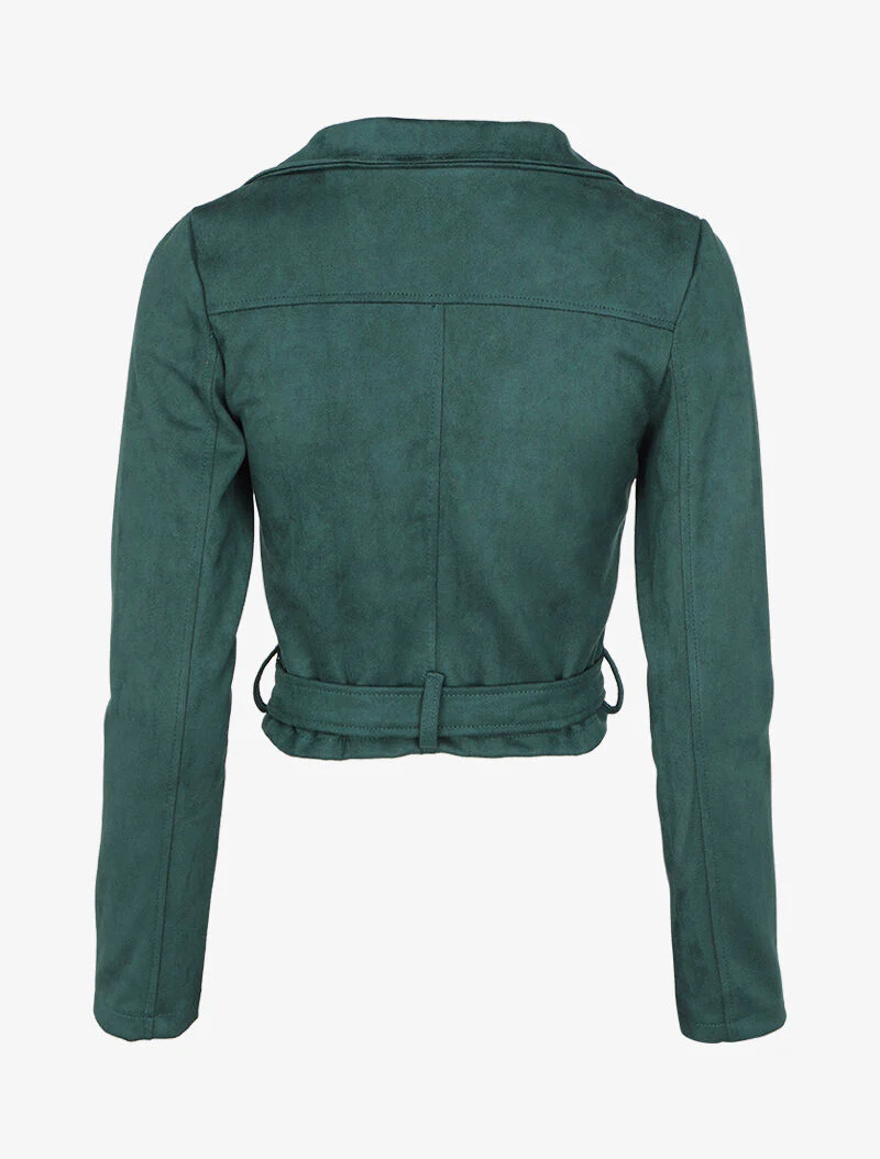 Perfecto en suédine à ceinture à boucle carrée - Vert sapin - Image 2