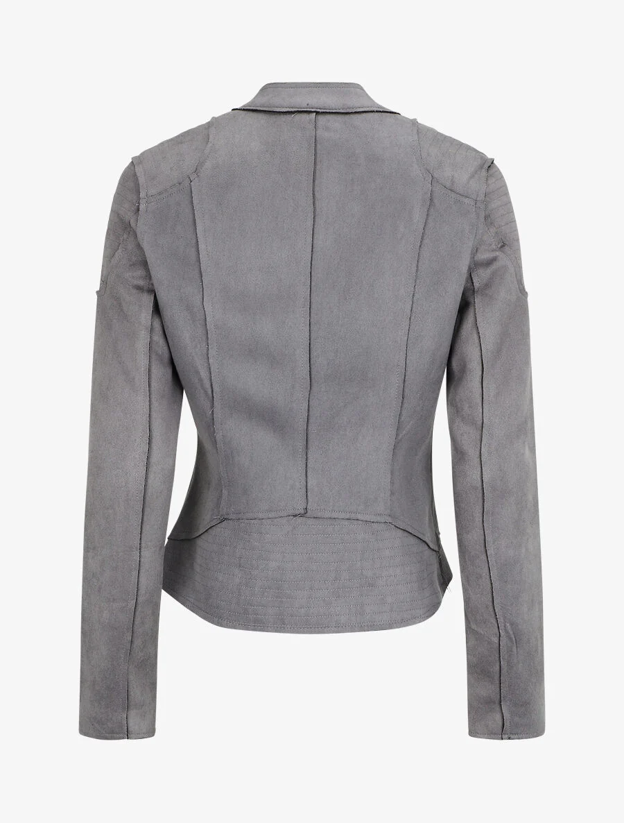 Perfecto en suédine à double fermetures - Gris - Image 2