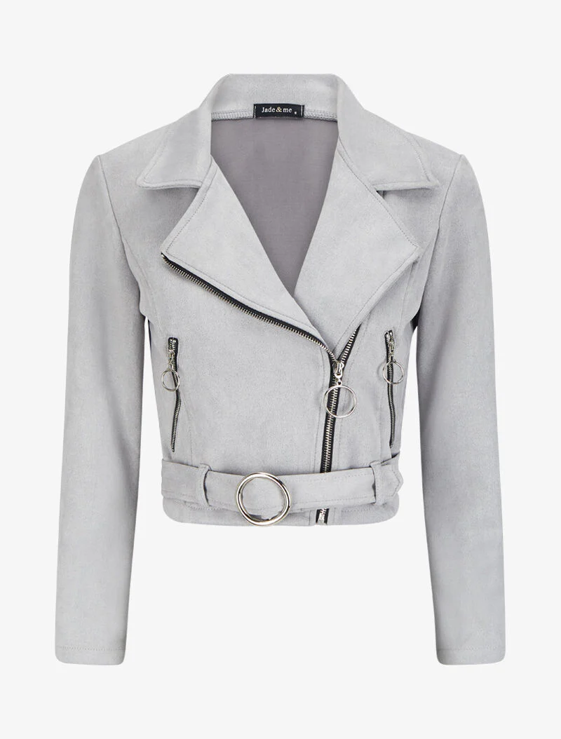 Perfecto en suédine à zips stylisés - Gris foncé