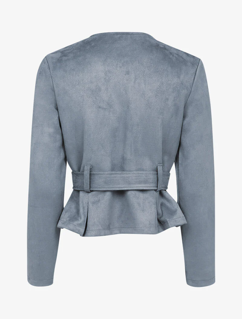 Perfecto péplum en suédine - Gris foncé - Image 2