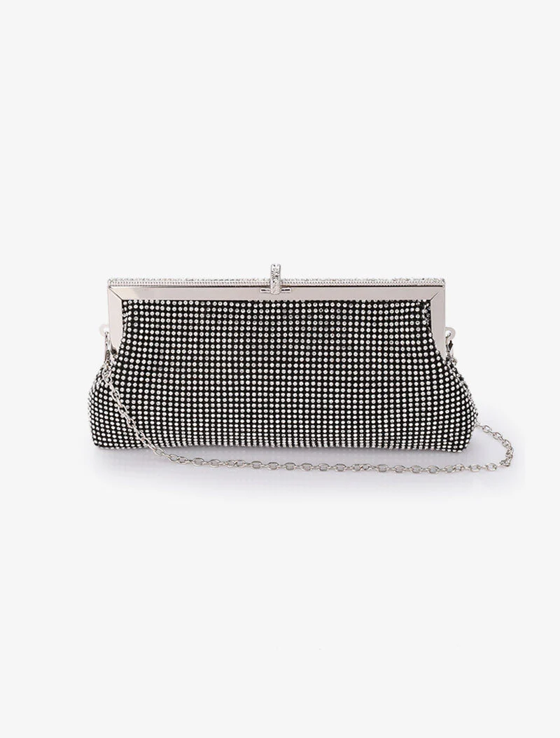 Pochette style bourse à strass - Noir - Image 3