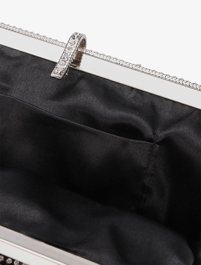 Pochette style bourse à strass - Noir - Image 4