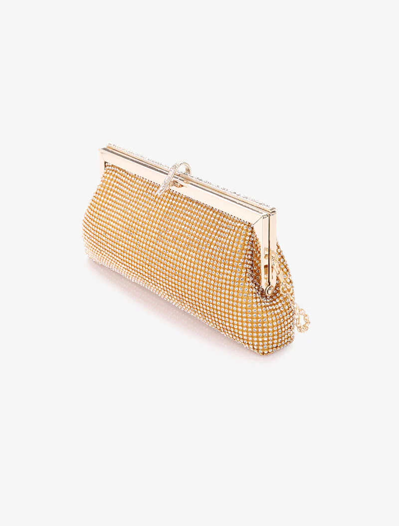 Pochette style bourse à strass - Or - Image 2