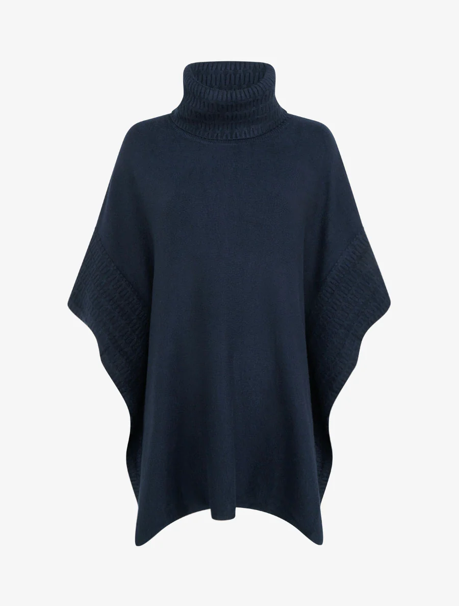 Poncho à col roulé - Marine