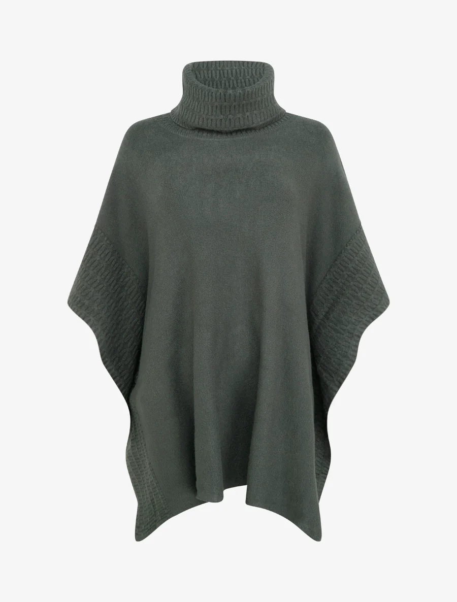 Poncho à col roulé - Kaki foncé