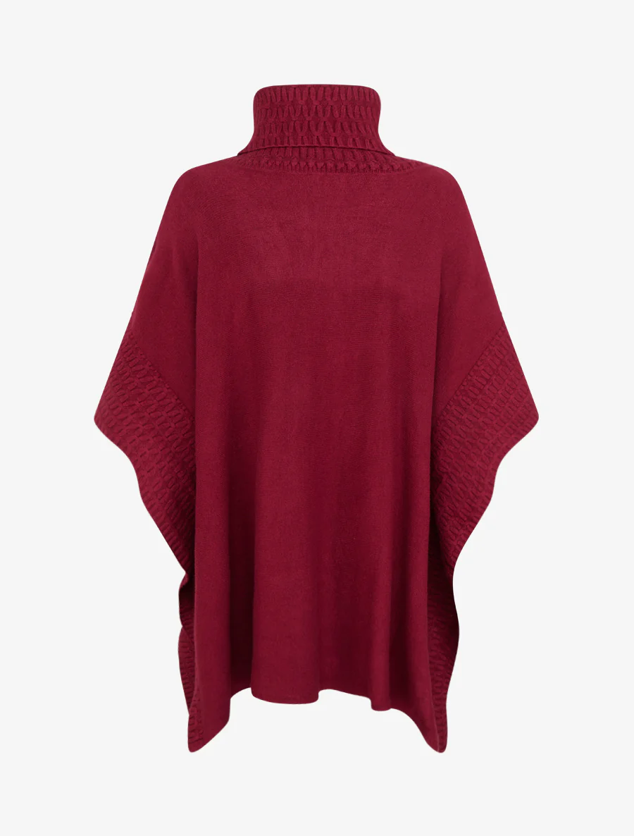 Poncho à col roulé - Lie de vin - Image 2
