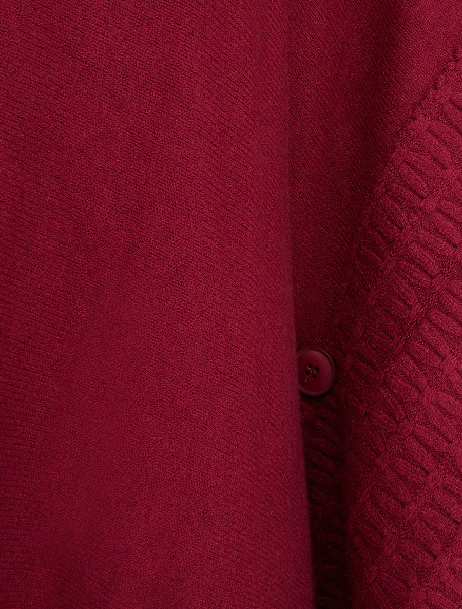 Poncho à col roulé - Lie de vin - Image 3