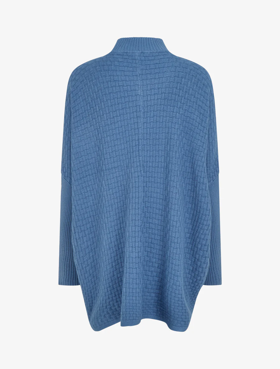 Poncho asymétrique à col montant - Bleu - Image 3