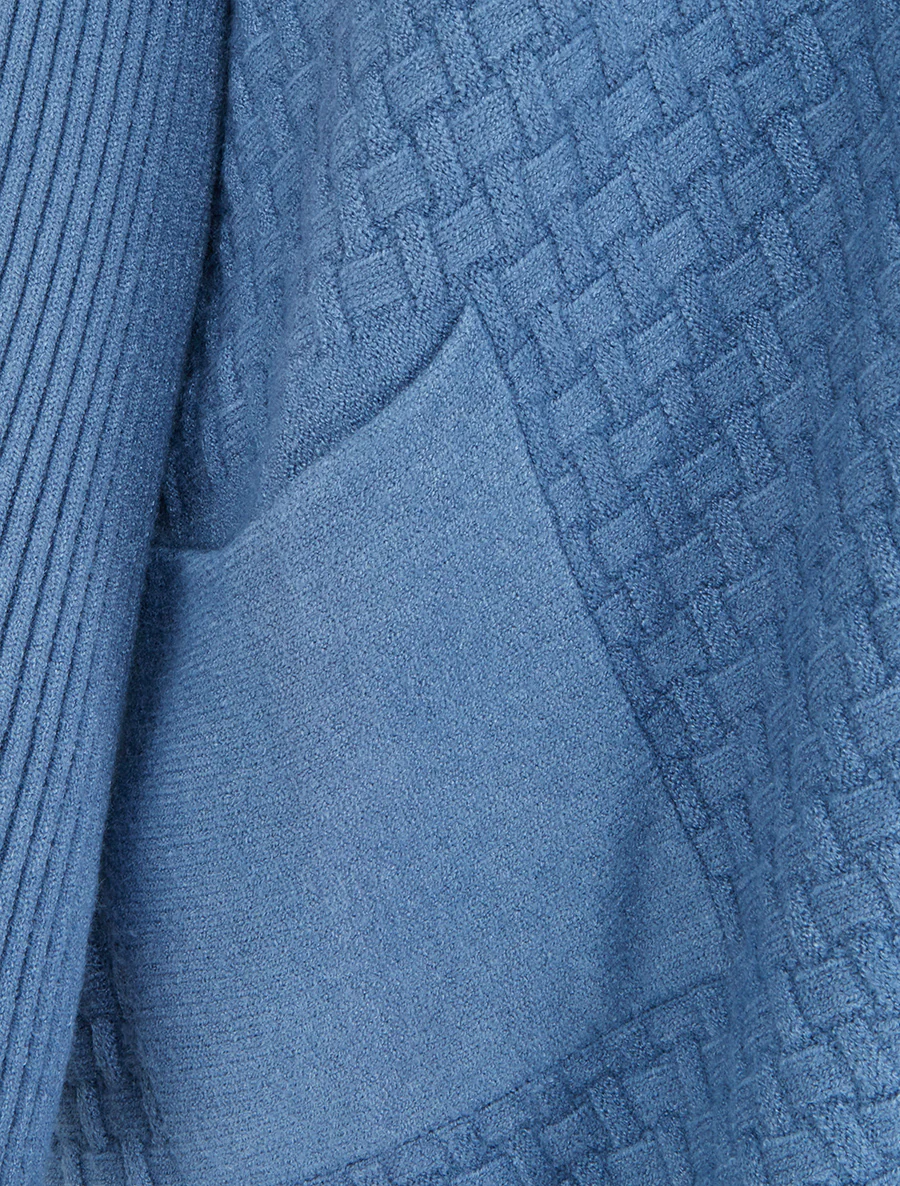 Poncho asymétrique à col montant - Bleu - Image 4
