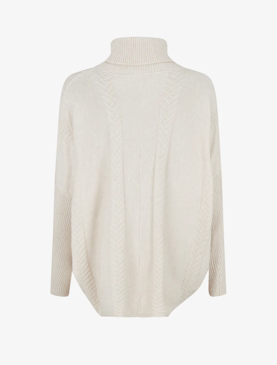 Poncho asymétrique à col roulé - Écru - Image 2