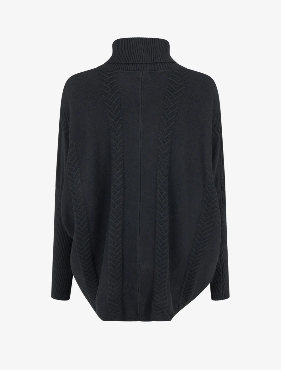 Poncho asymétrique à col roulé - Noir - Image 2