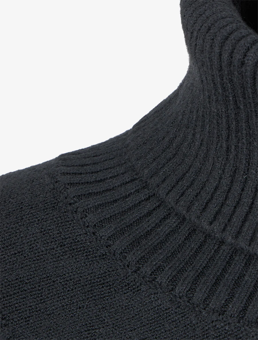 Poncho asymétrique à col roulé - Noir - Image 3