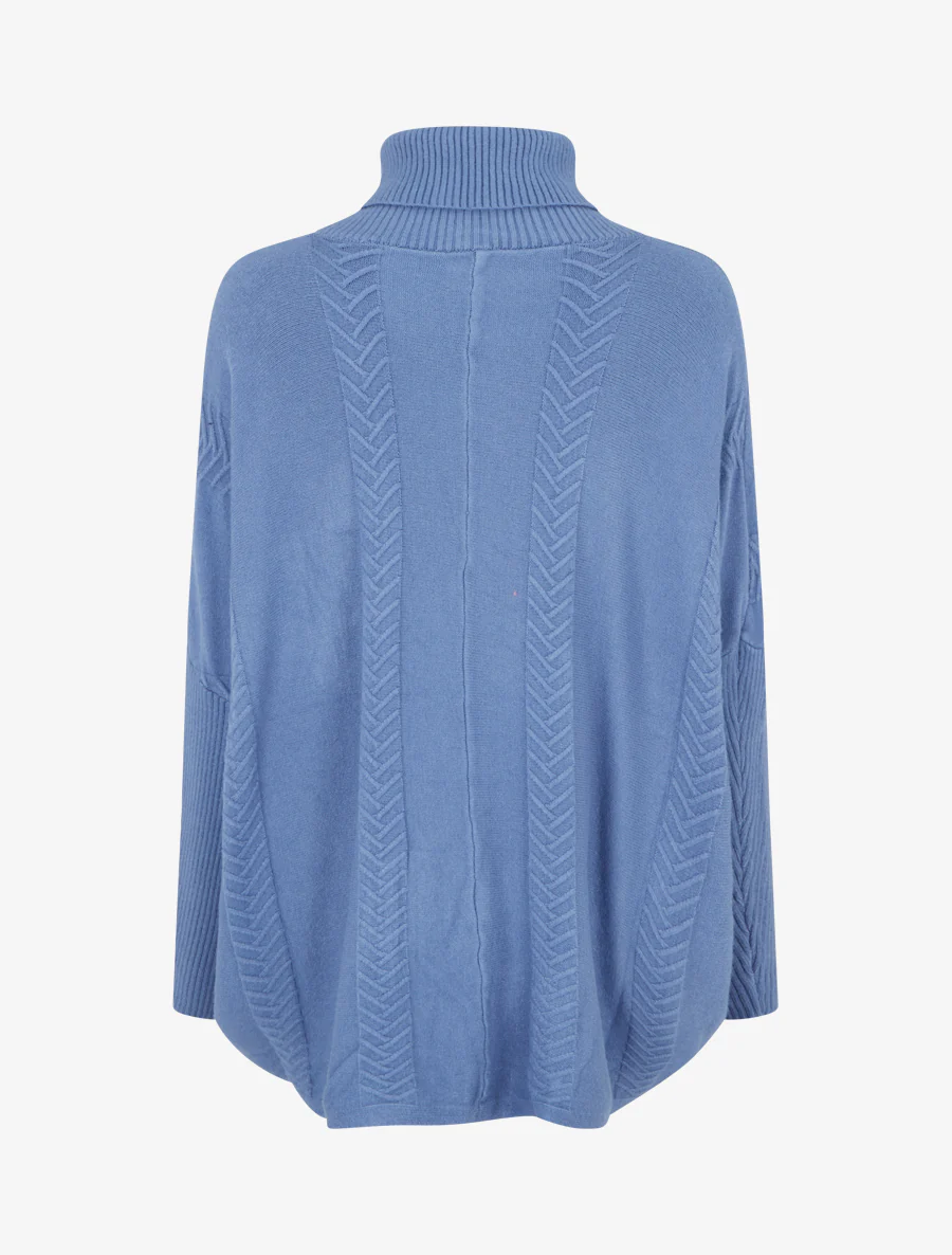Poncho asymétrique à col roulé - Bleu - Image 2
