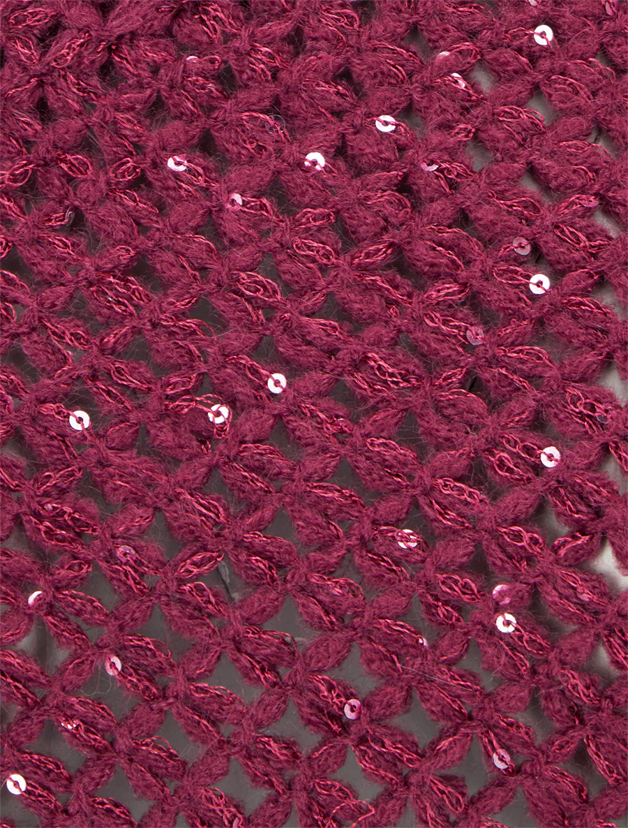 Poncho asymétrique à détail sequins - Prune - Image 3