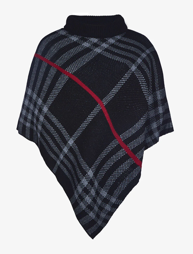 Poncho asymétrique à motifs - noir