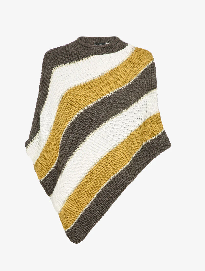 Poncho asymétrique à rayures irisées - Taupe