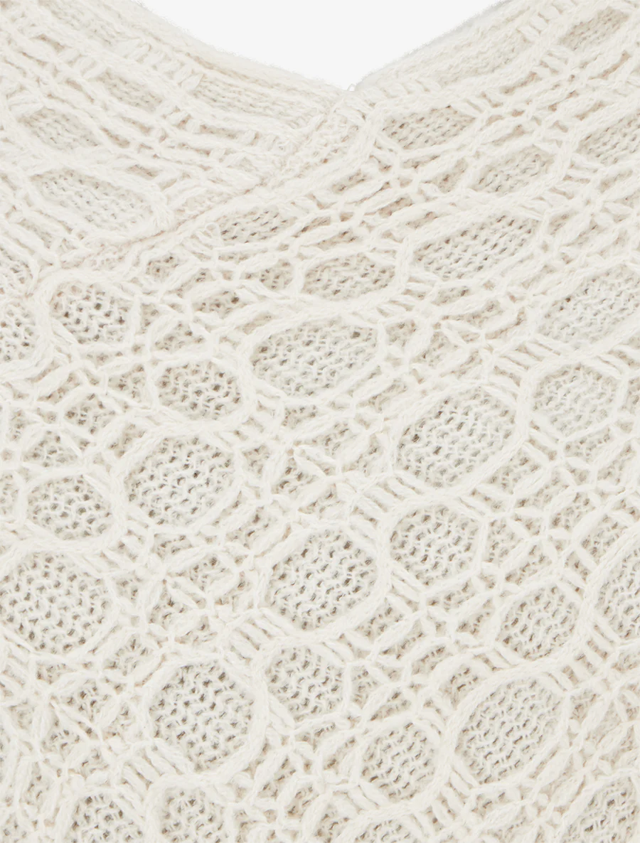 Poncho asymétrique uni à franges - Beige - Image 4