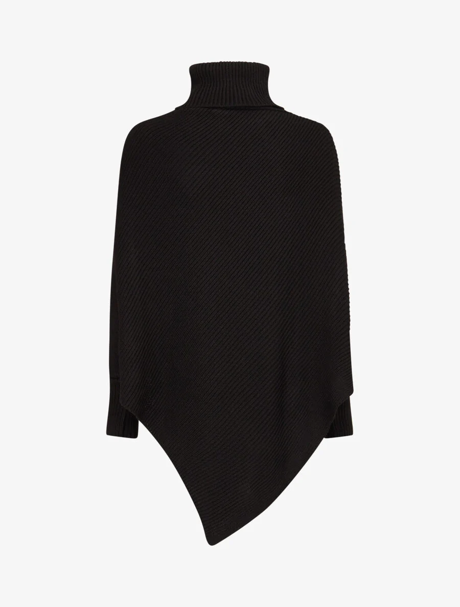 Poncho côtelé à col roulé - Noir - Image 2