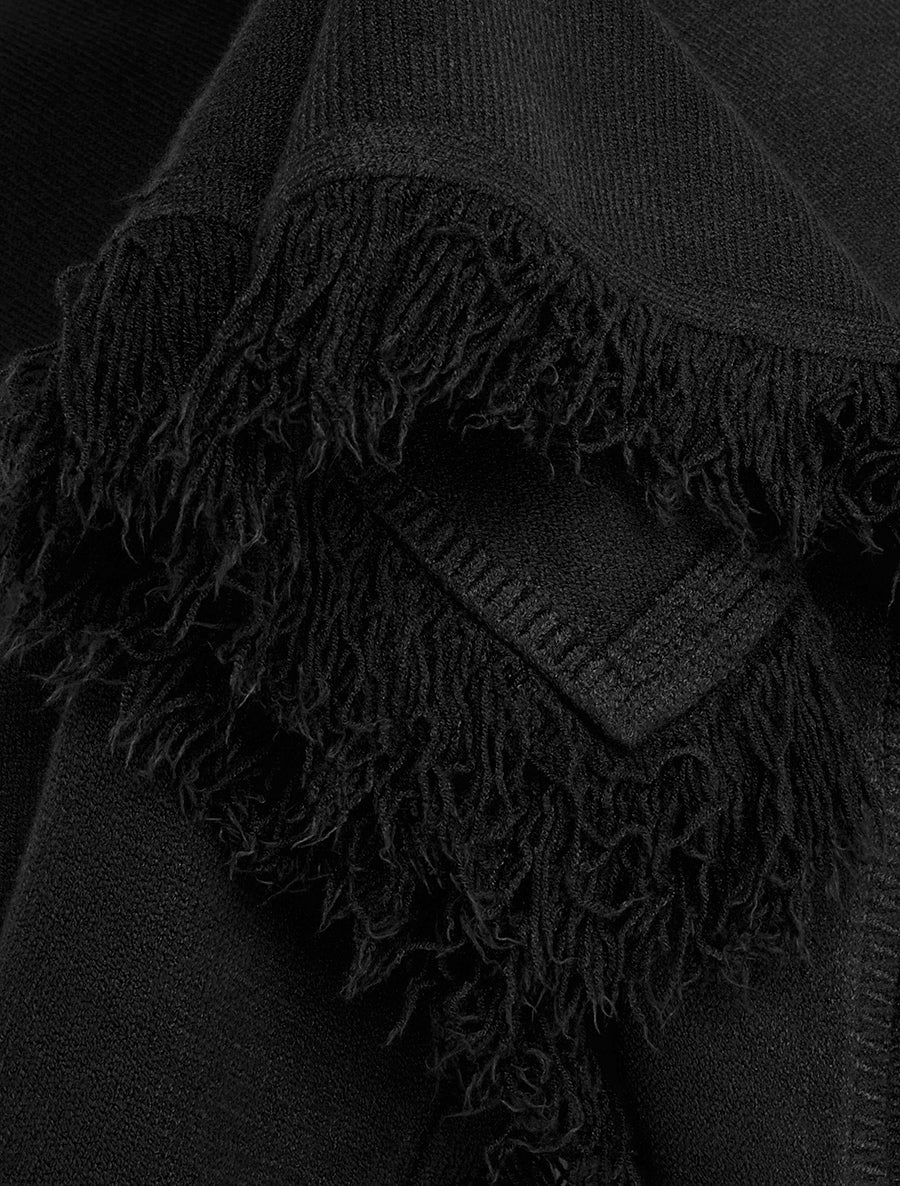 Poncho en maille à franges - Noir - Image 3