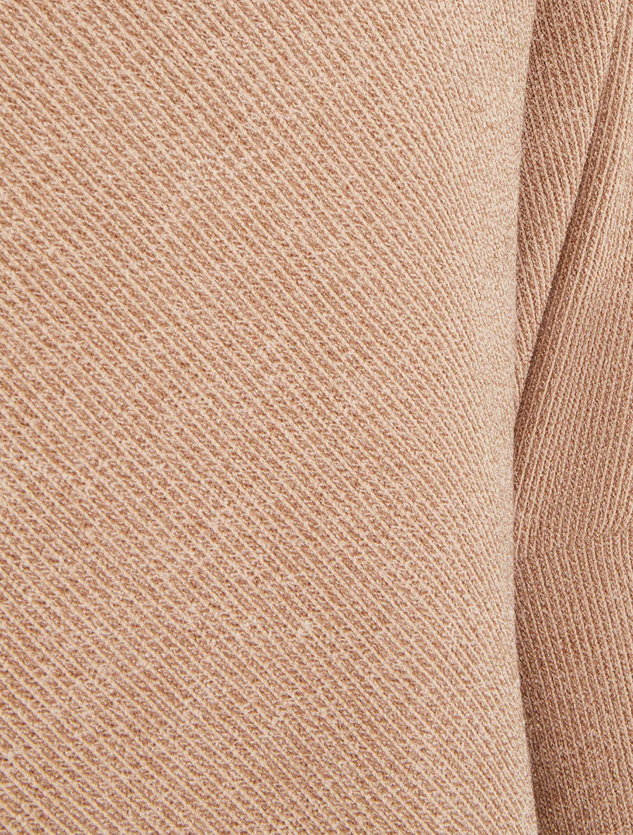 Poncho fin uni à manches longues - Taupe - Image 3