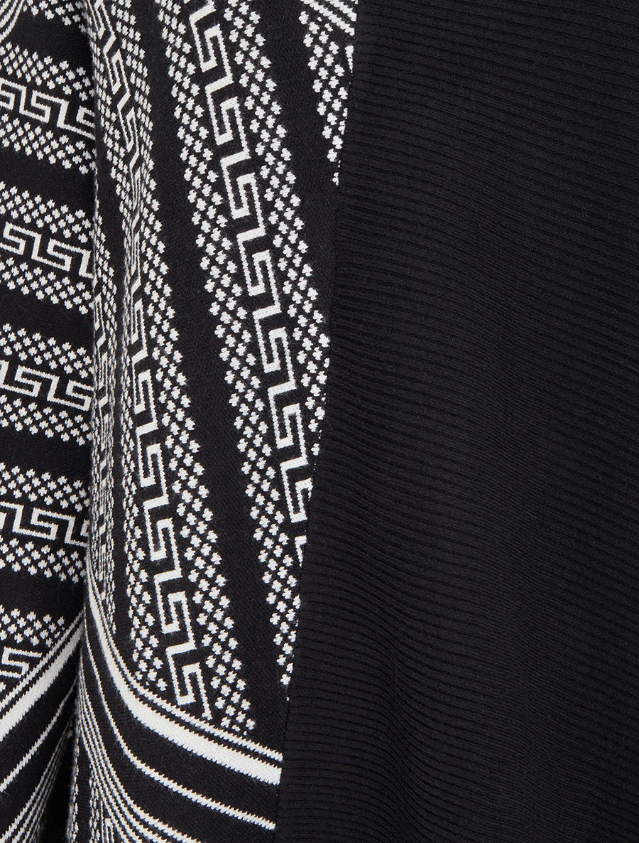 Poncho imprimé graphique à col mantant - Noir - Image 3