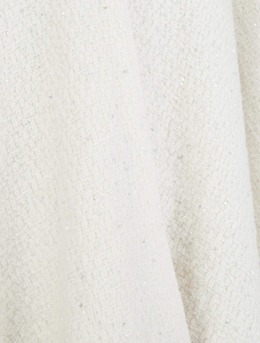 Poncho long uni à sequins - Blanc - Image 3