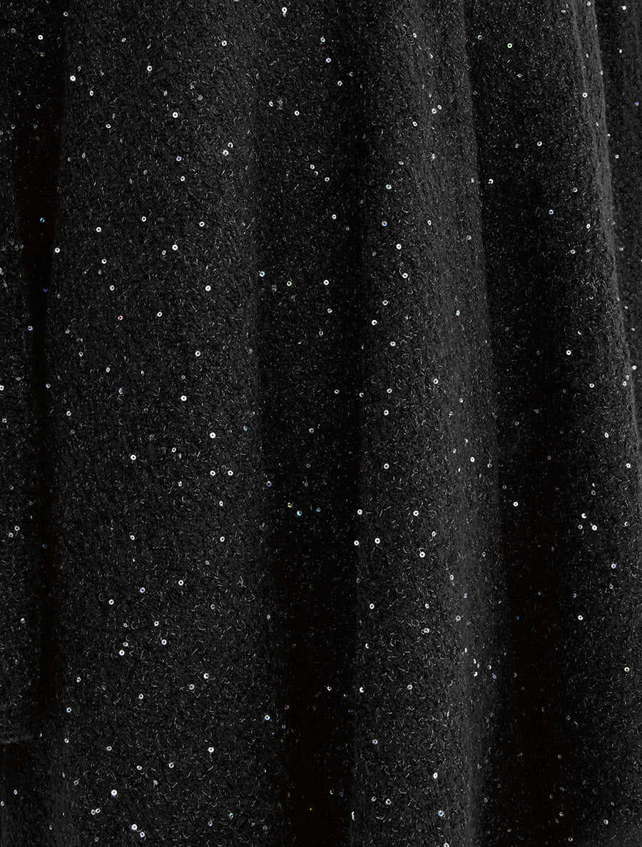 Poncho long uni à sequins - Noir - Image 3