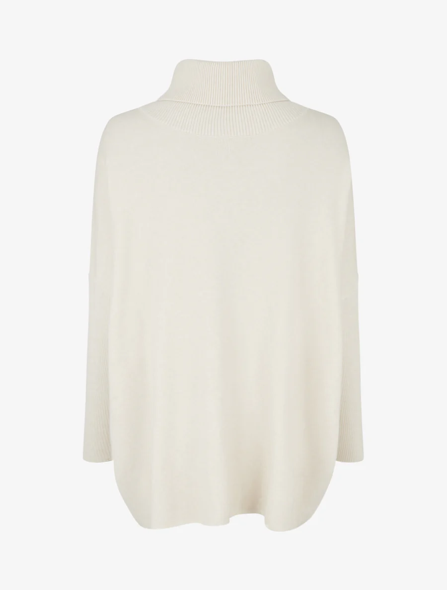 Poncho uni à col roulé - Écru - Image 2