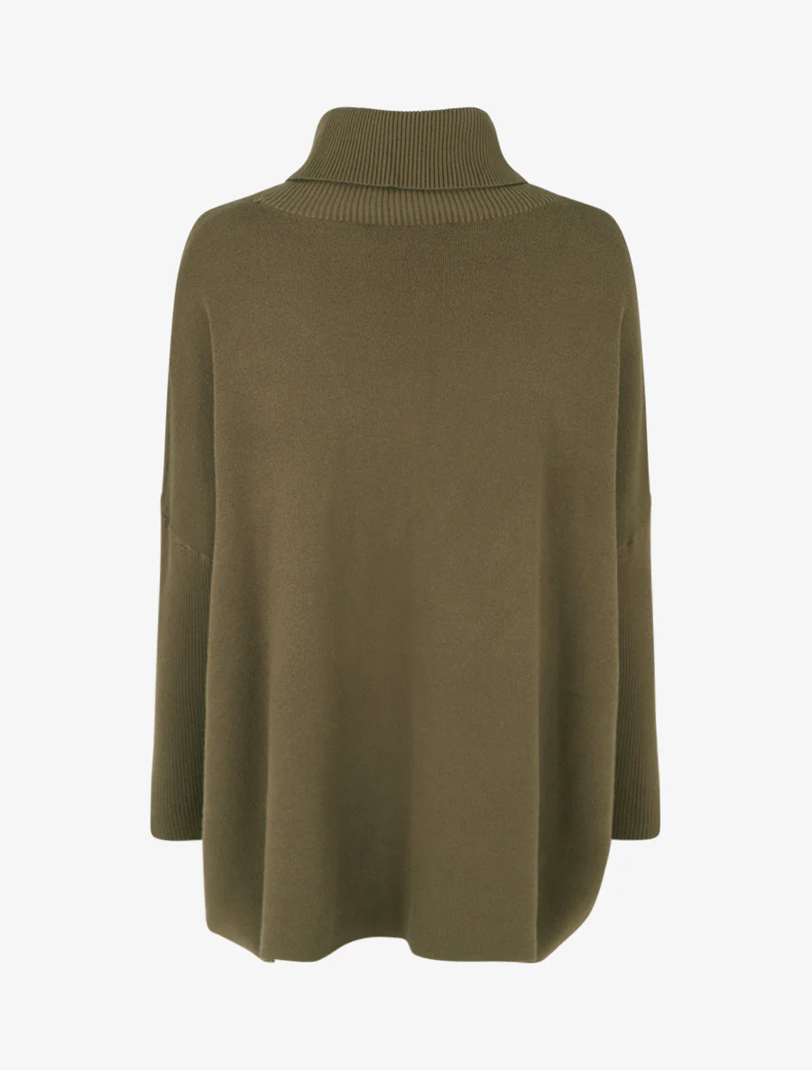 Poncho uni à col roulé - Kaki - Image 2