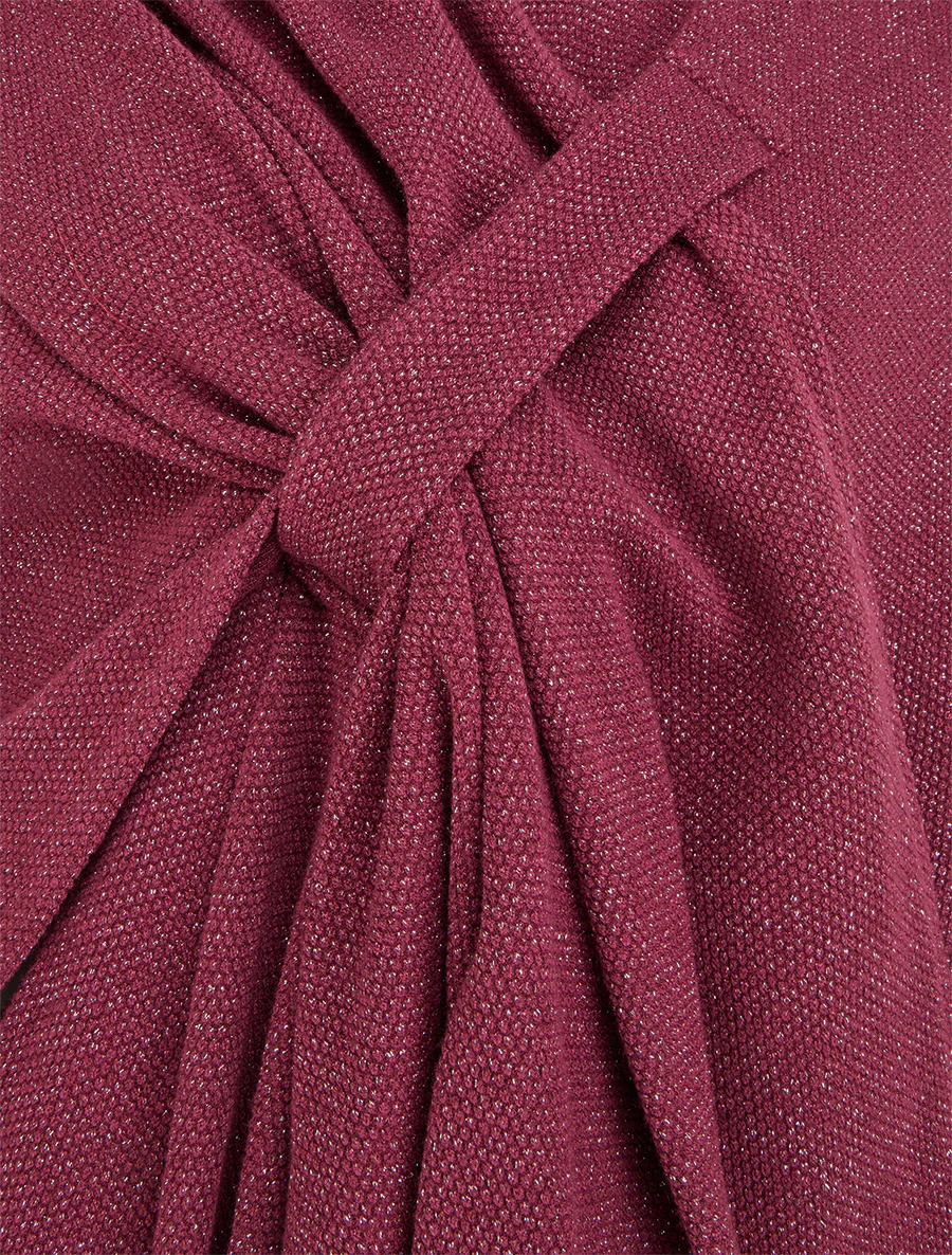 Poncho uni irisé à nouer - Lie de vin - Image 3