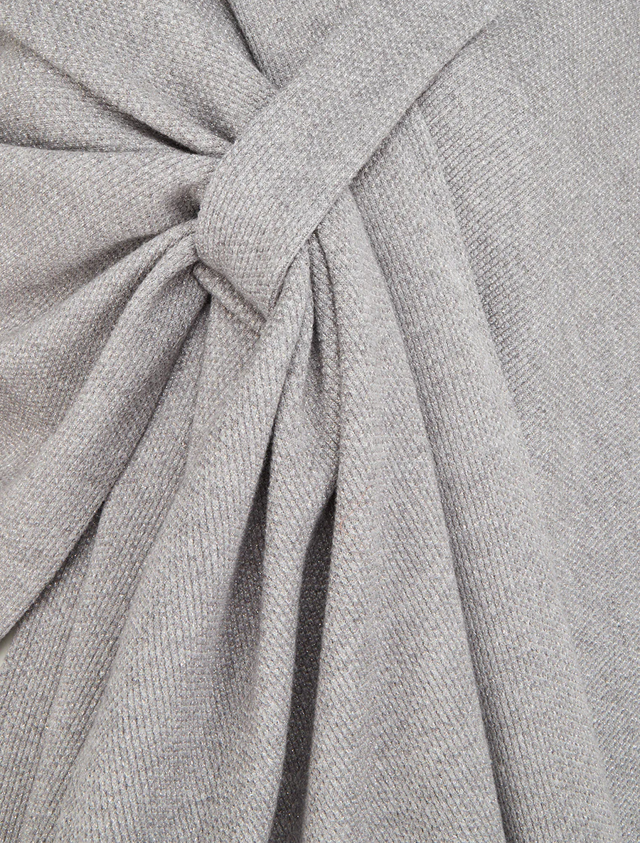 Poncho uni irisé à nouer - Gris - Image 3