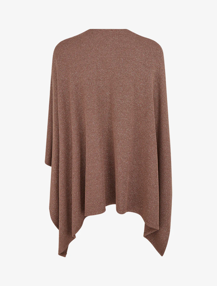 Poncho uni irisé à nouer - Marron - Image 2