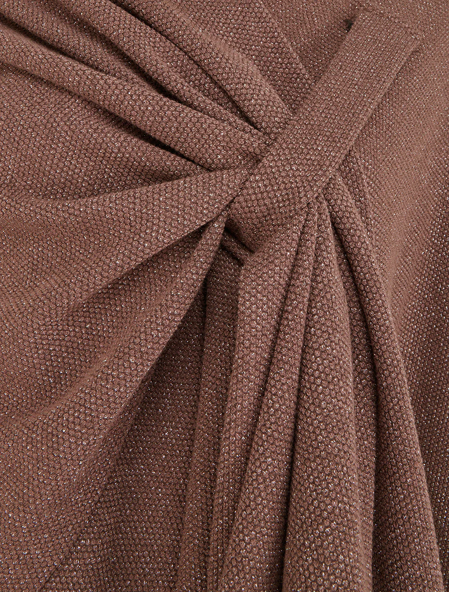Poncho uni irisé à nouer - Marron - Image 3