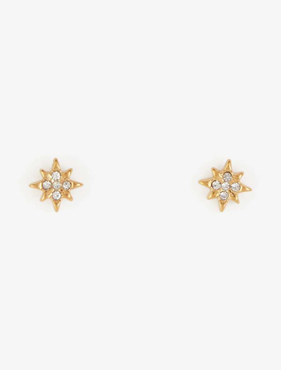 Puces d'oreille motif étoile à strass - Or - Image 2