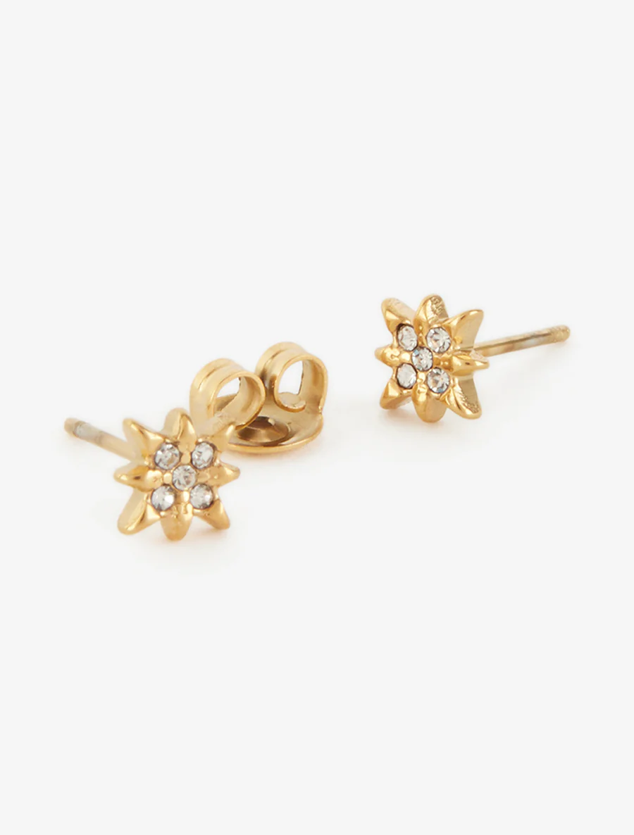 Puces d'oreille motif étoile à strass - Or - Image 3