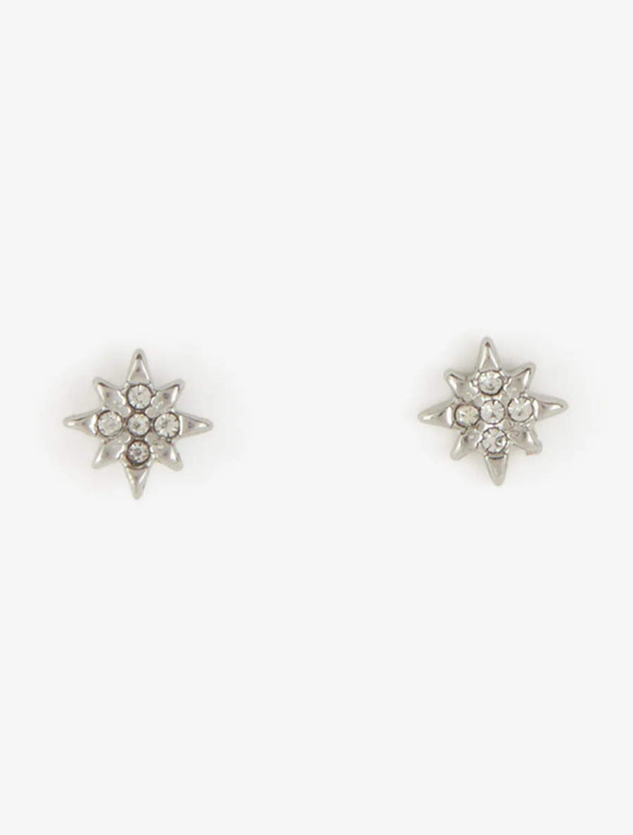 Puces d'oreille motif étoile à strass - Argent - Image 2